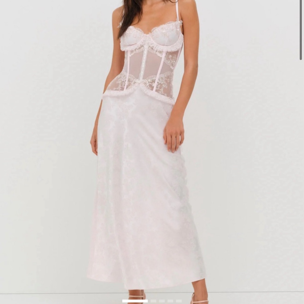 For Love And Lemons Pale Pink Lace Slip Chemise
